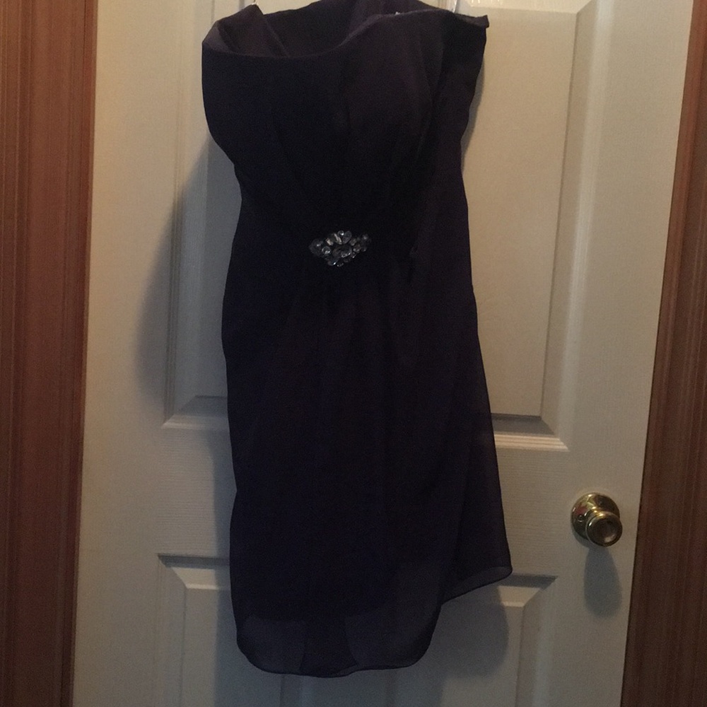 Plum strapless formal dress
